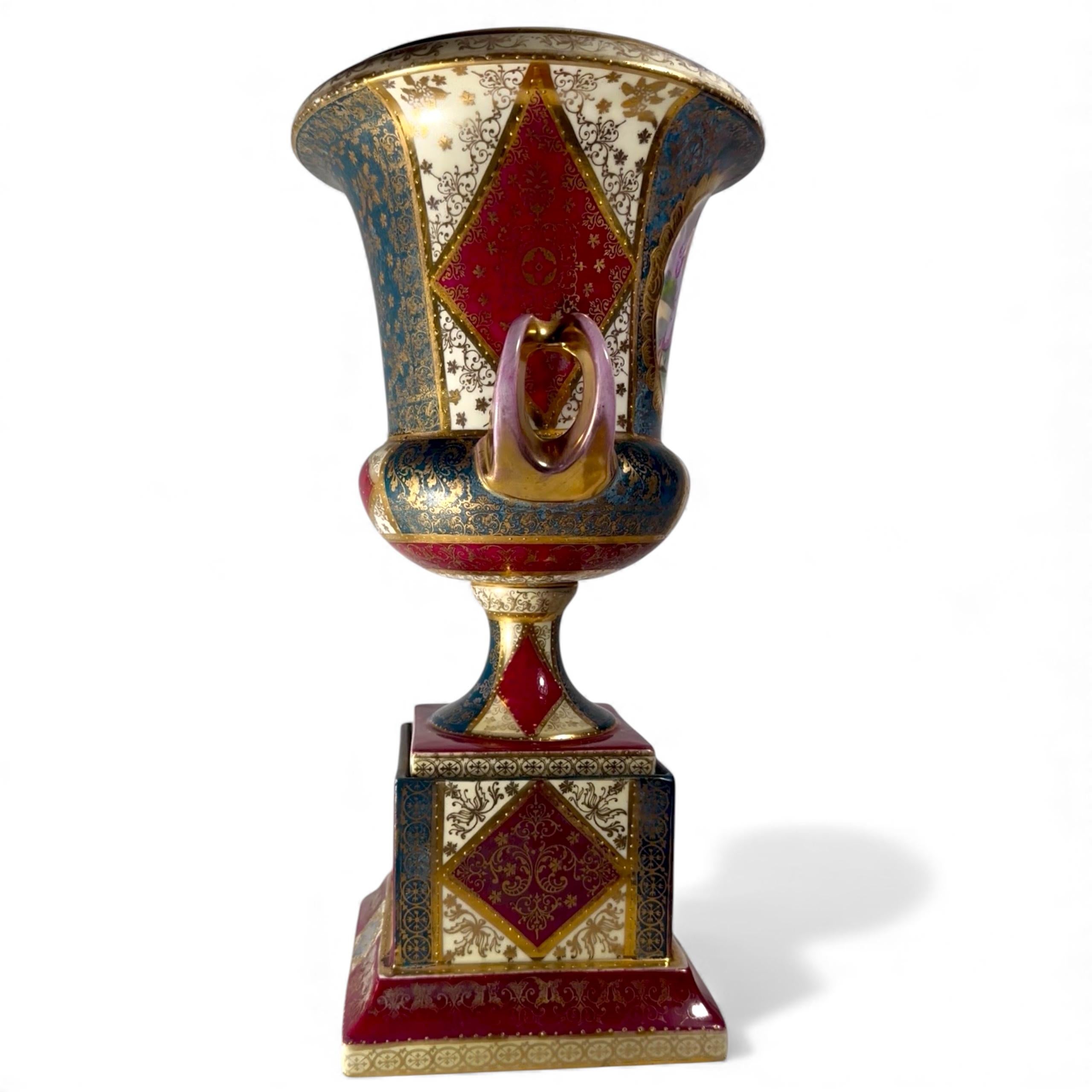 Hand-Painted 19th Century Large Royal Vienna Porcelain Urn. For Sale