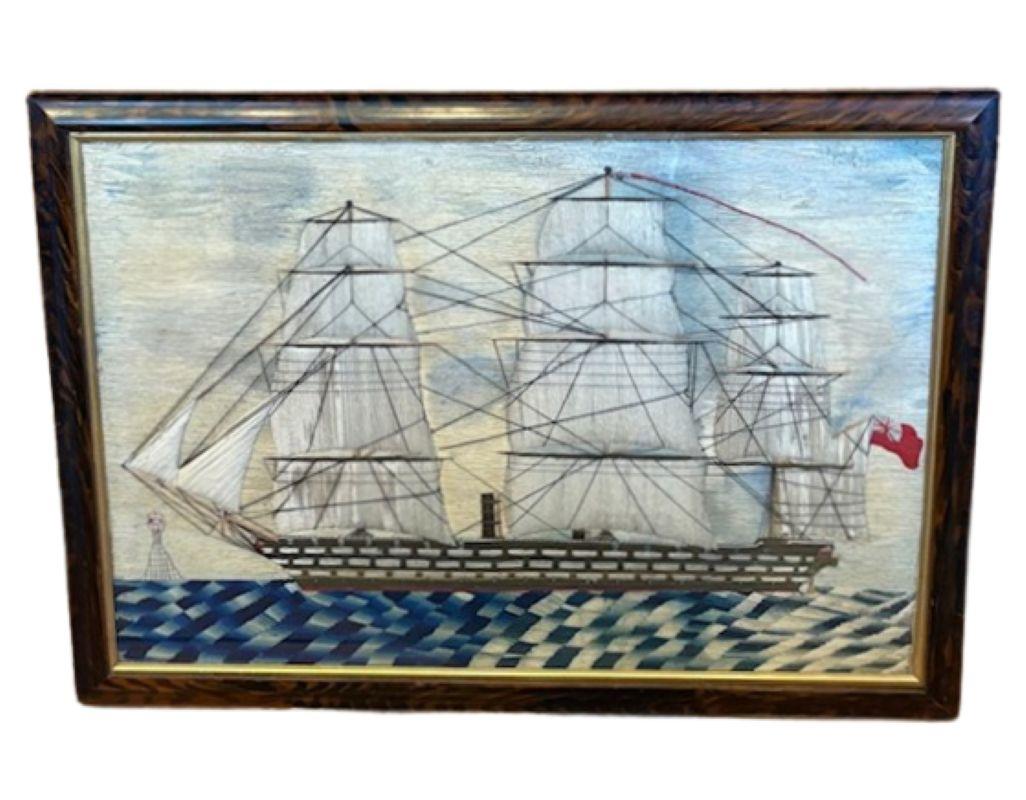 19th Century Large Sailor's Woolie of a Triple Deck Ship-of-the-Line
