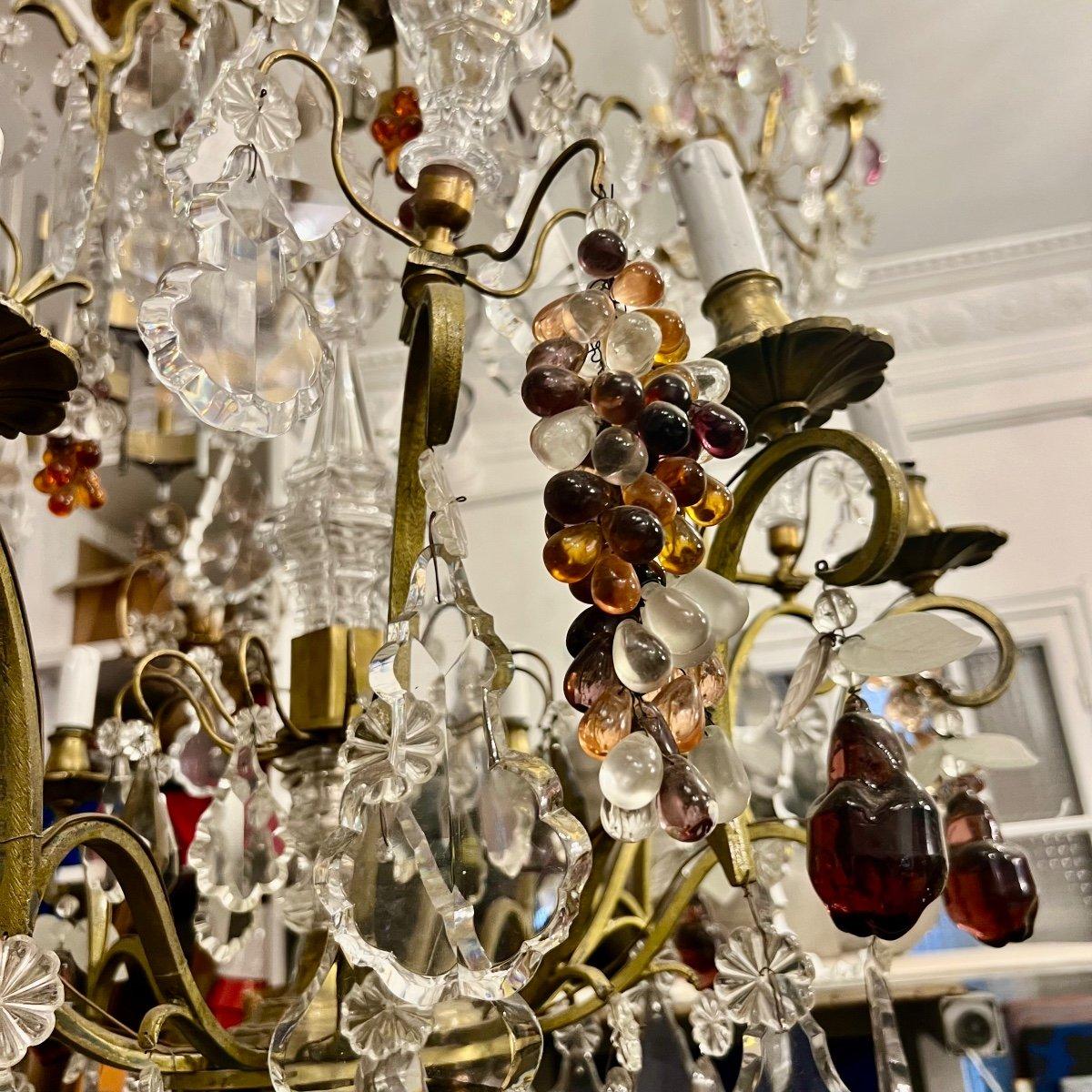 Grande lampadario di cristallo Saint Louis del XIX secolo con frutti In condizioni buone in vendita a NICE, FR