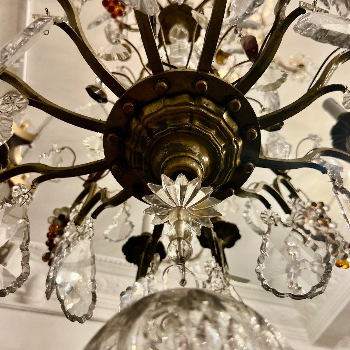Cristallo Grande lampadario di cristallo Saint Louis del XIX secolo con frutti in vendita