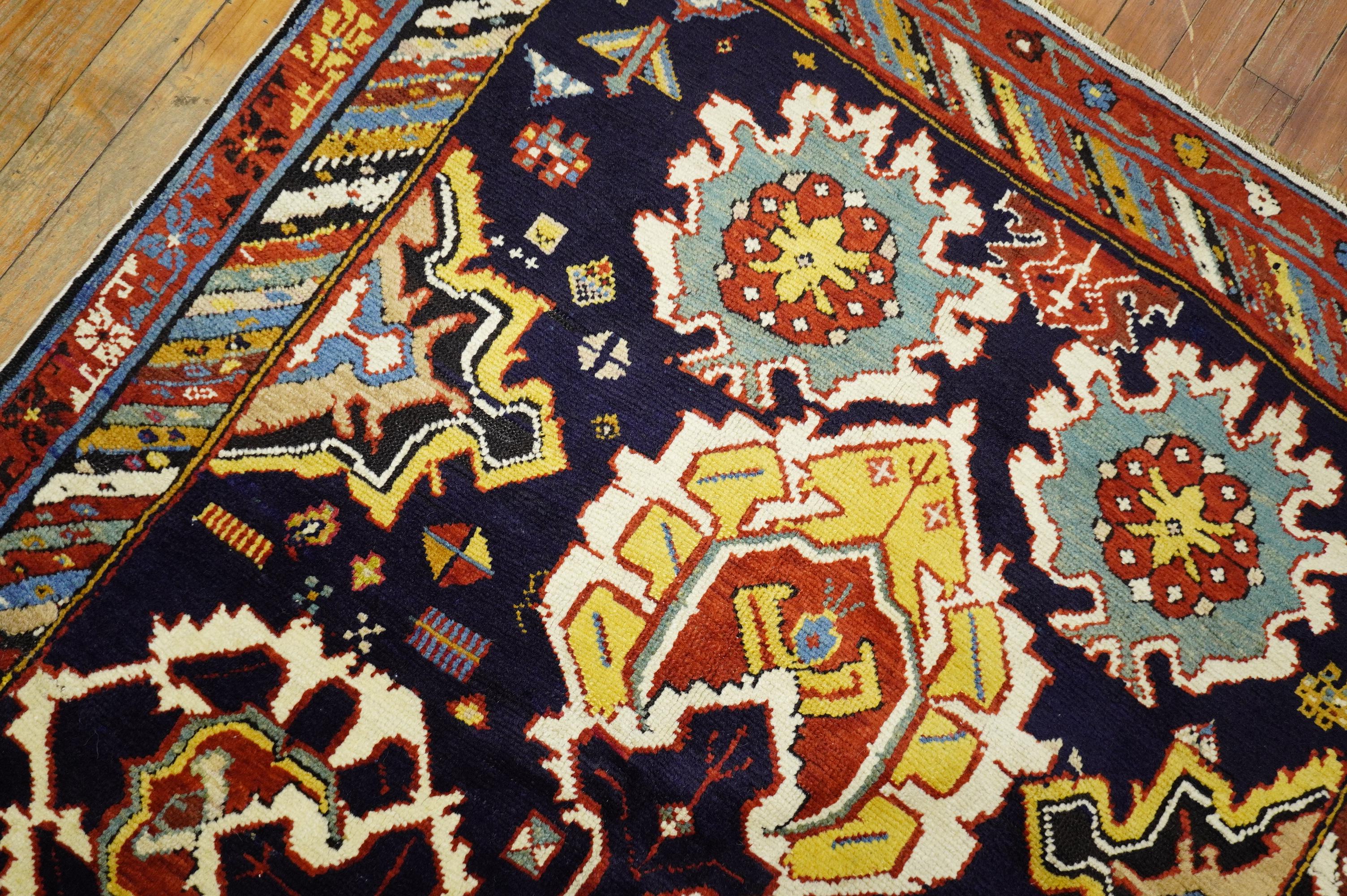 Wool 19th Century Large Scale Caucasian Shirvan Karaghashli Full Pile Rug For Sale