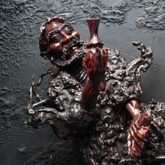 19th Century Large Scale Chinese Burr Root Wood Carving