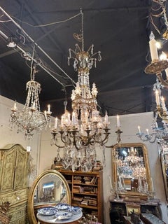 19th Century Large Scale English Gilt Bronze and Crystal Chandelier