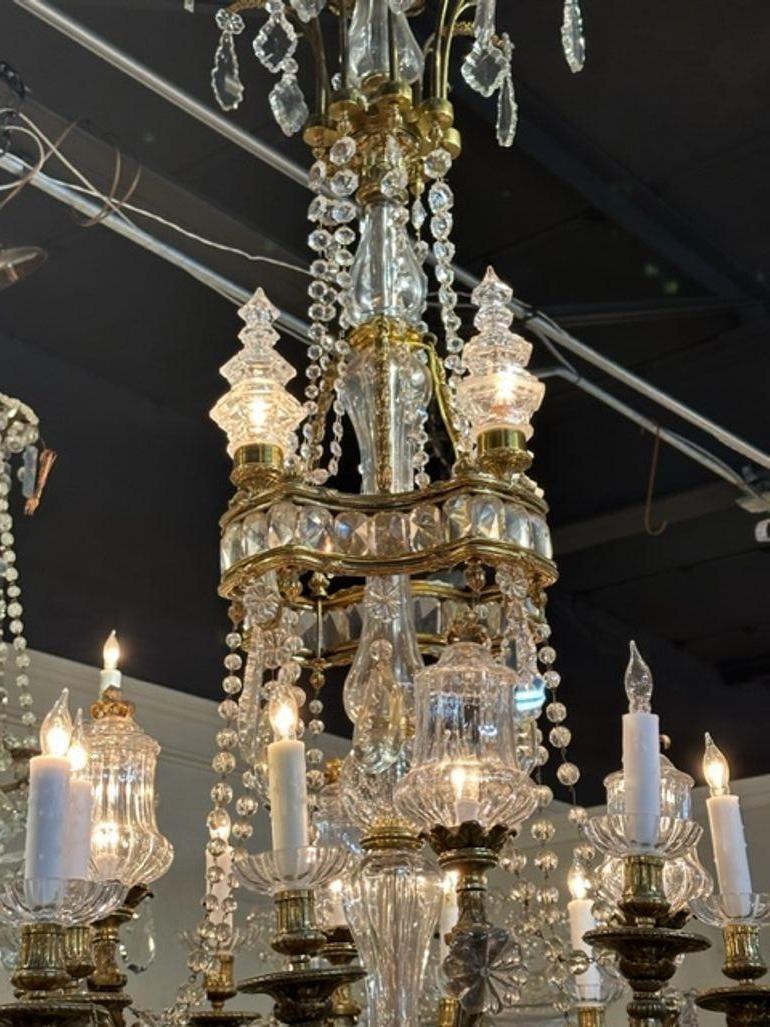 19th Century Large Scale English Gilt Bronze and Crystal Chandelier In Good Condition For Sale In Dallas, TX