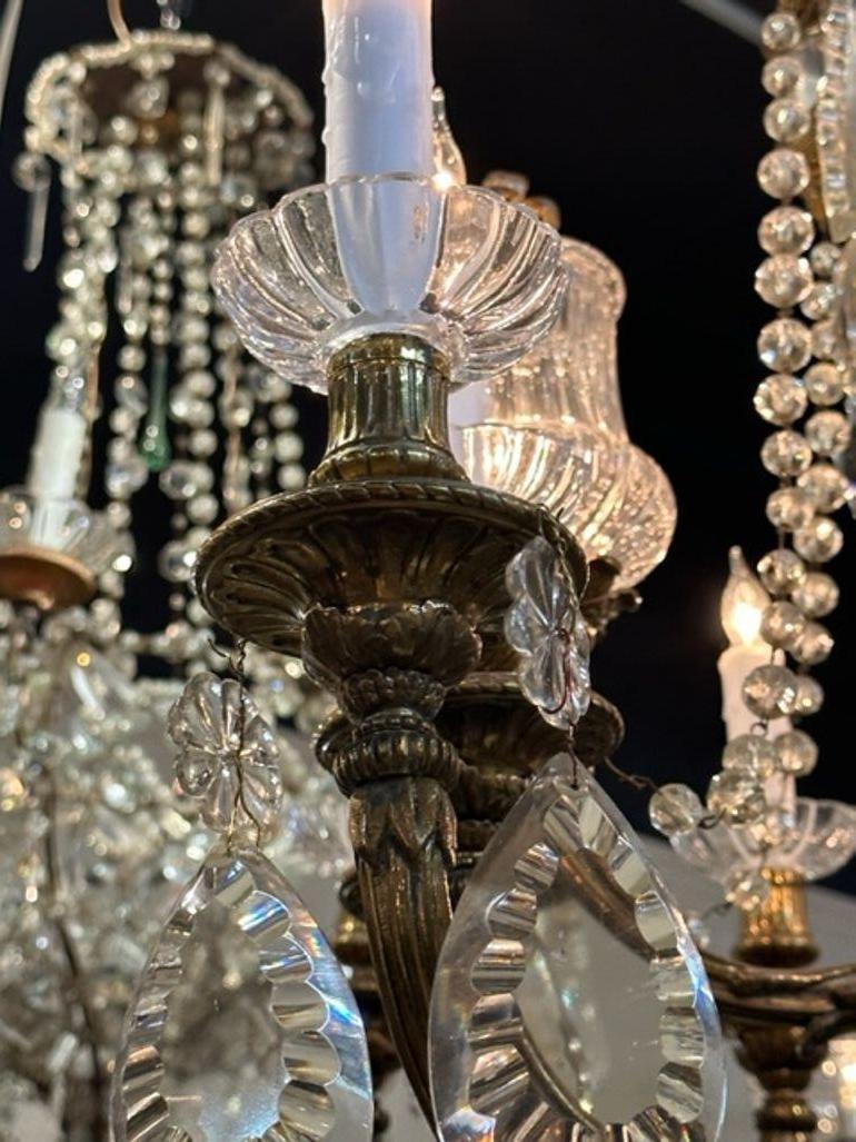 19th Century Large Scale English Gilt Bronze and Crystal Chandelier For Sale 1