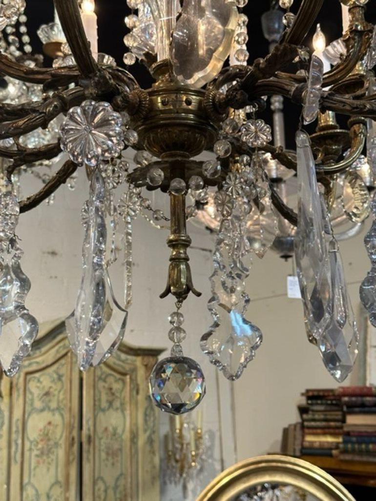 19th Century Large Scale English Gilt Bronze and Crystal Chandelier For Sale 2