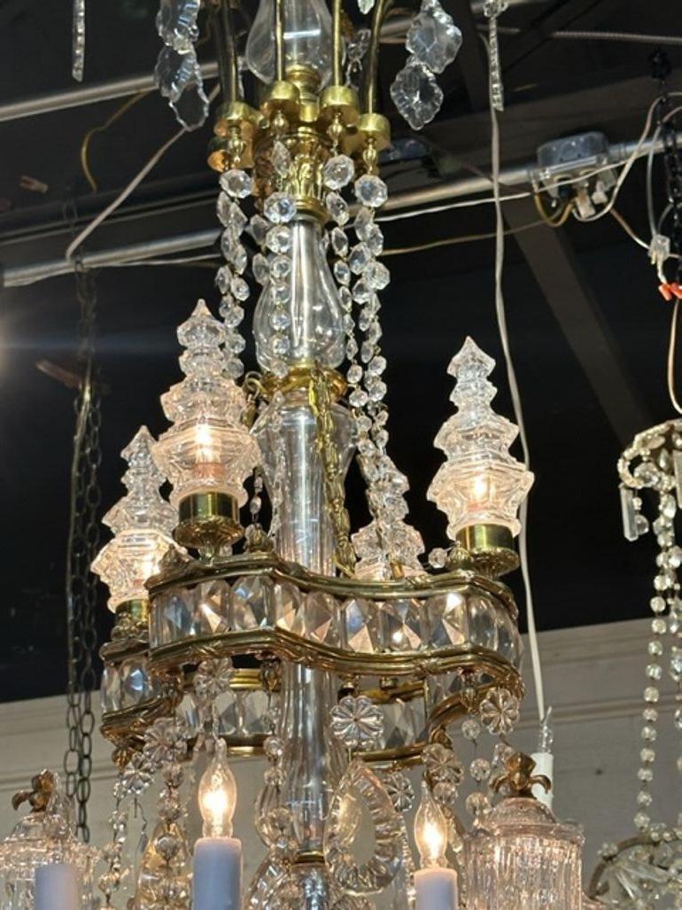 19th Century Large Scale English Gilt Bronze and Crystal Chandelier For Sale 5