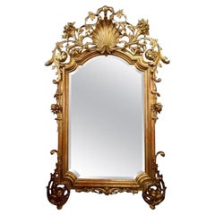 19th Century Large Scale French Rococo Carved and Giltwood Mirror