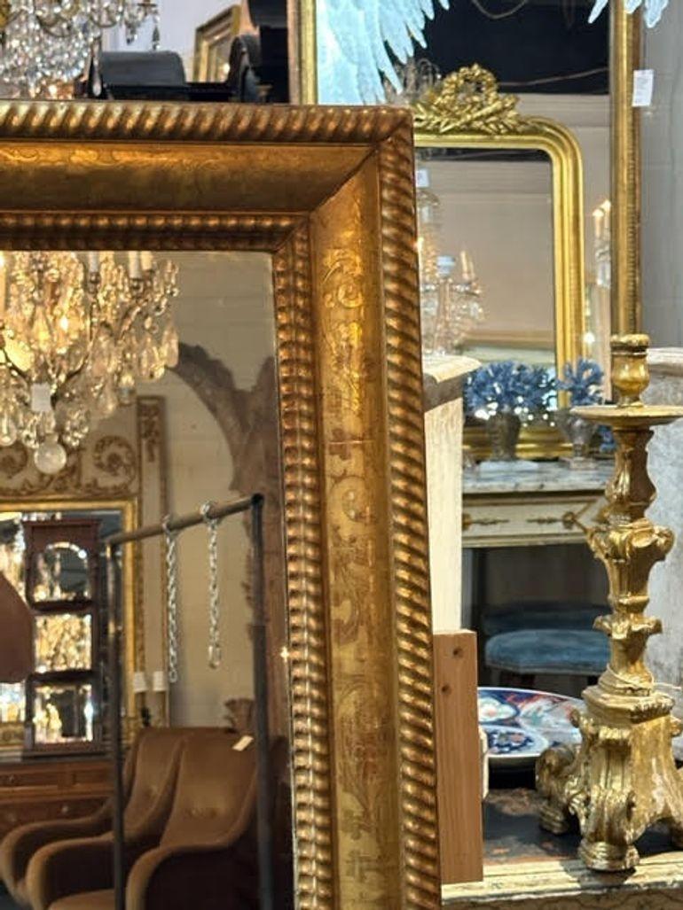 19th Century Large Scale French Transitional Gold Leaf Mirror For Sale 1