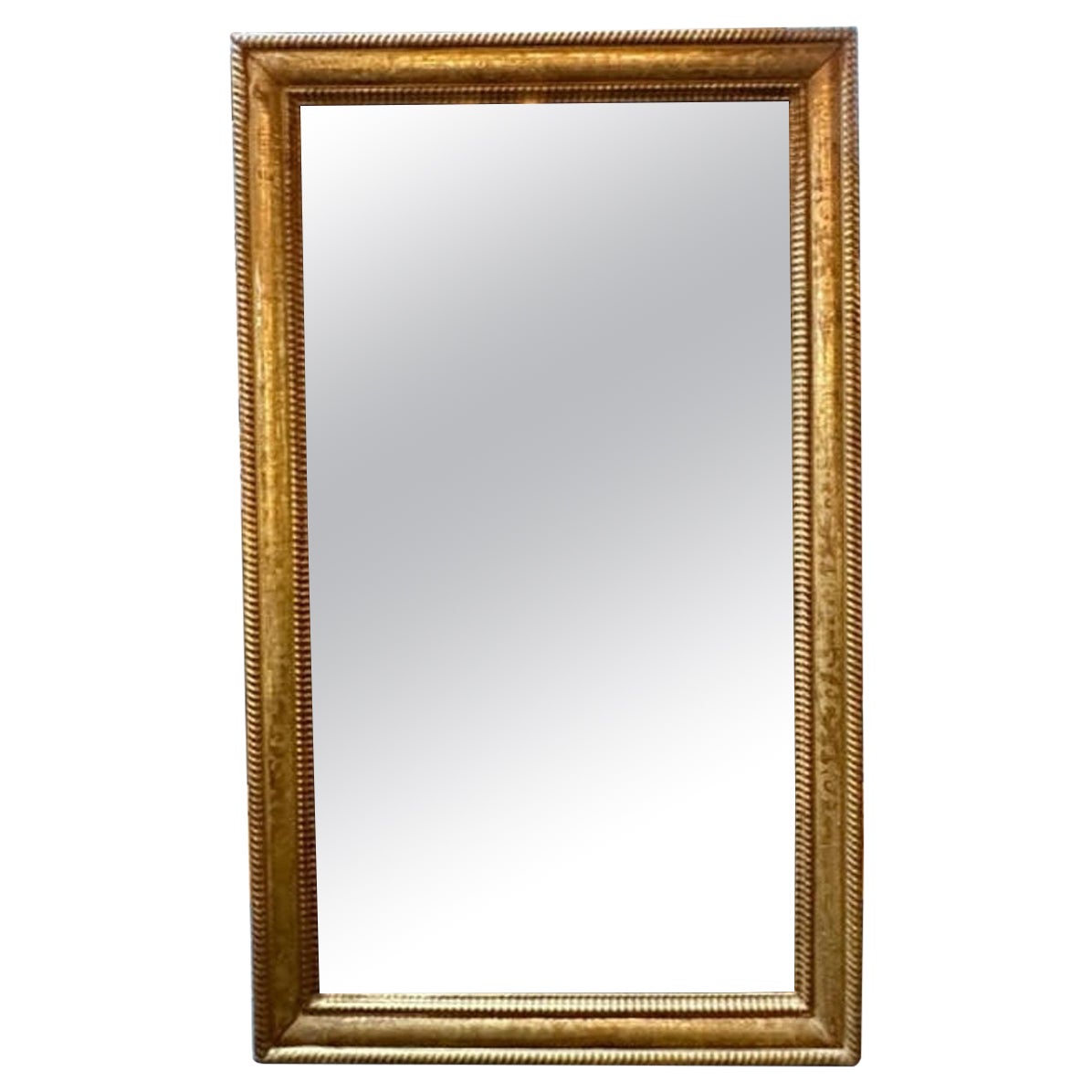 Grand miroir transitionnel français du 19e siècle en feuilles d'or