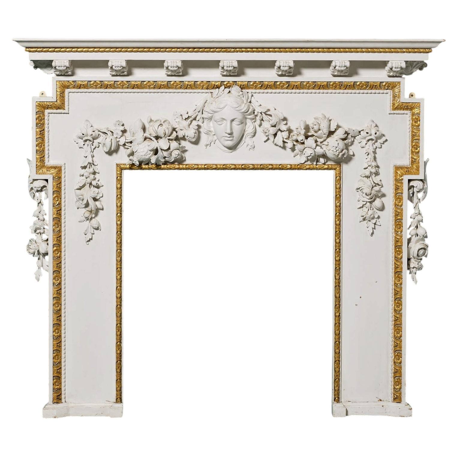 Cornice per camino in grande formato in stile Giorgio II del XIX secolo