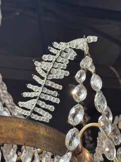 19th Century Large Scale Italian Crystal and Gilt Tole Basket Chandelier