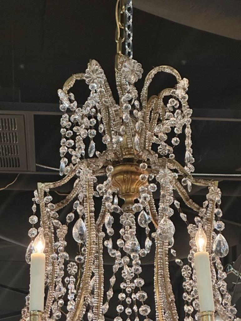 19th Century Large Scale Italian Crystal Pagoda Form Chandeliers In Good Condition In Dallas, TX