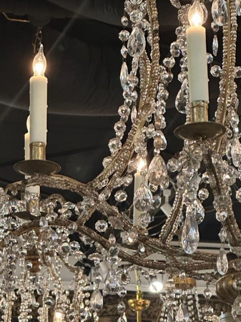 Metal 19th Century Large Scale Italian Crystal Pagoda Form Chandeliers