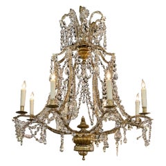 Antique 19th Century Large Scale Italian Crystal Pagoda Form Chandeliers