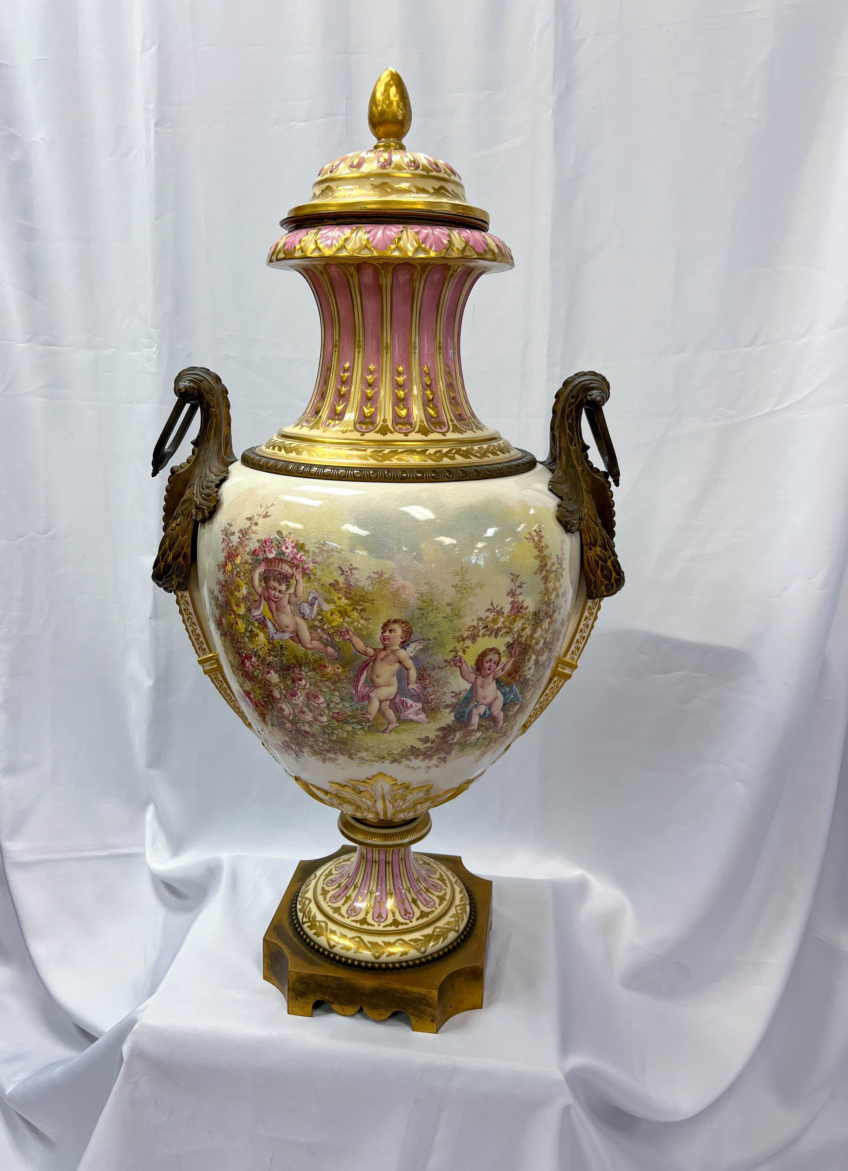 French 19th Century Large Scale Neoclassical Ormolu Sèvres Urn For Sale