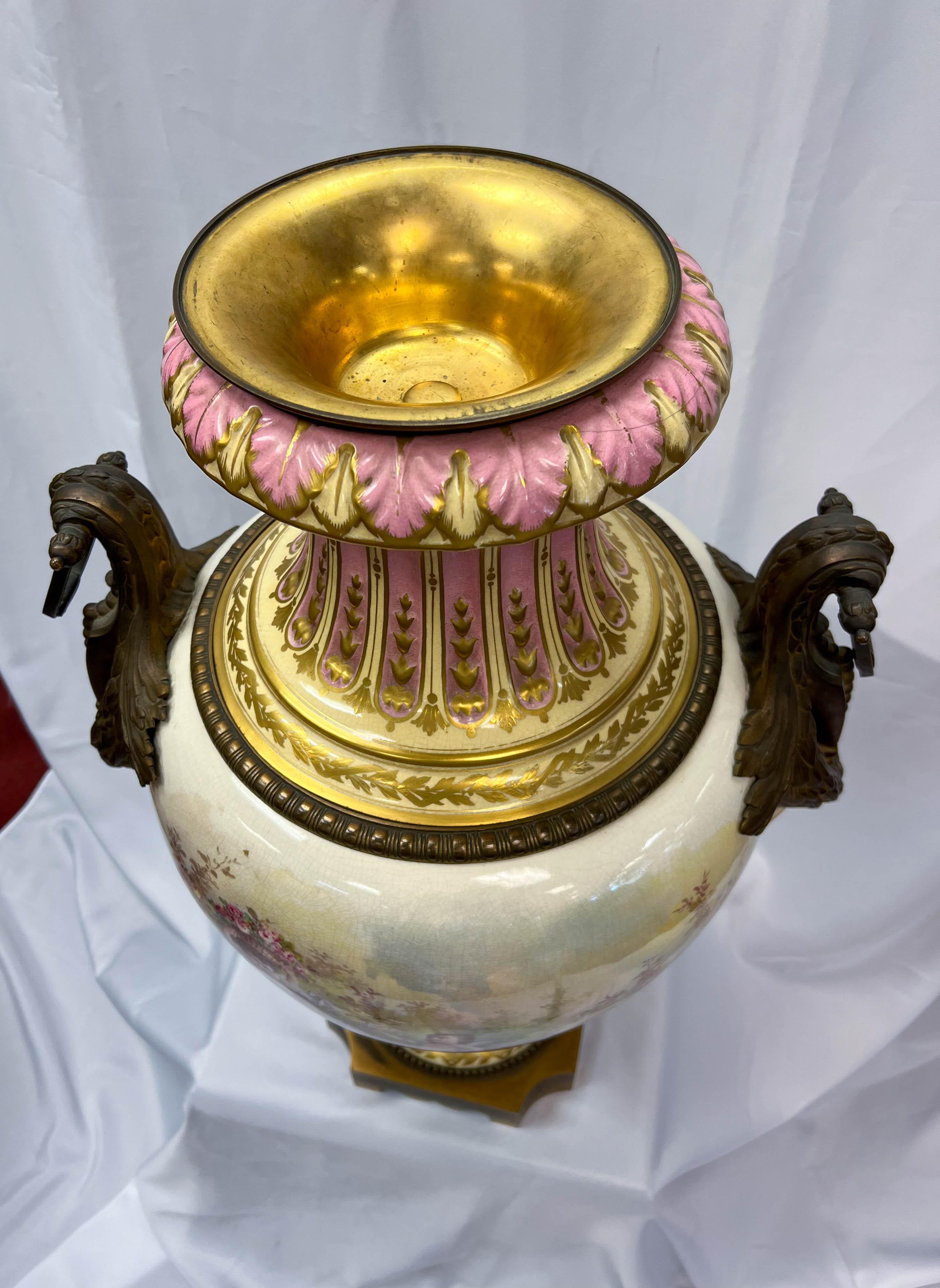 Early 19th Century 19th Century Large Scale Neoclassical Ormolu Sèvres Urn For Sale