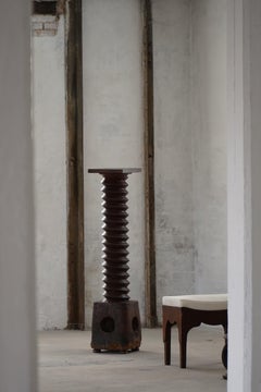 19th Century Large Sculptural French Solid Wood Wine Press / Pedestal