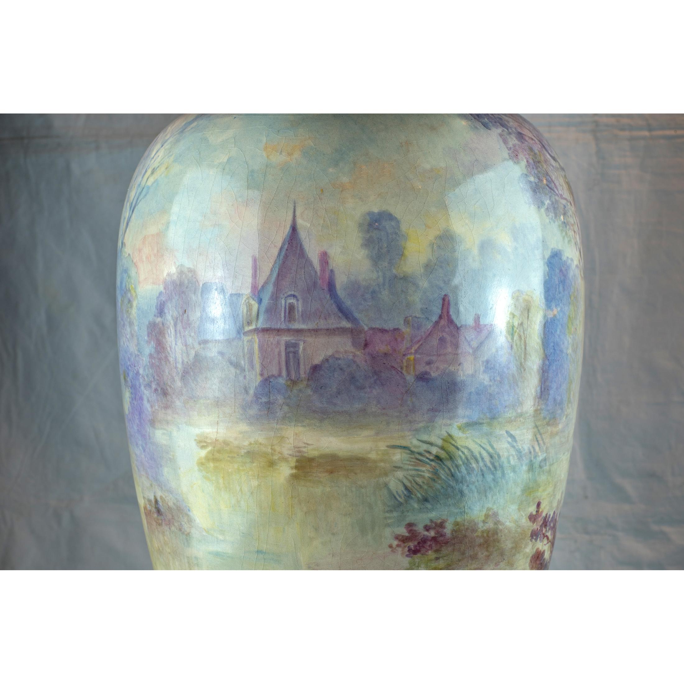 Grande vaso in porcellana con fondo blu cobalto, stile Sèvres, del XIX secolo. in vendita 2