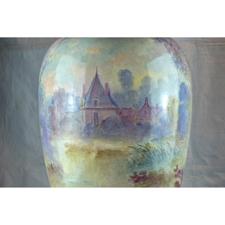 19th Century Large Sèvres-Style Ormolu Mounted Cobalt Blue Ground Porcelain Vase For Sale 3