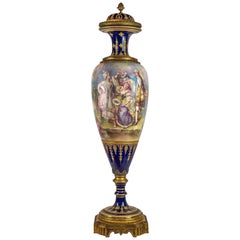 19th Century Large Sèvres-Style Ormolu Mounted Cobalt Blue Ground Porcelain Vase
