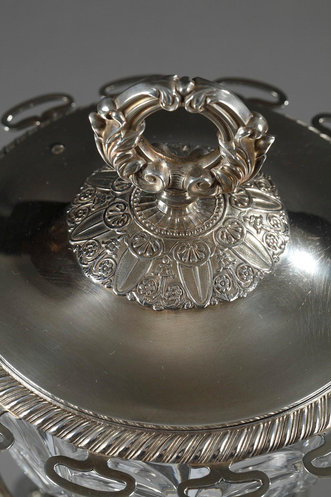 19th Century Large Silver and Cut-Crystal Confiturier, with 12 Spoons 6