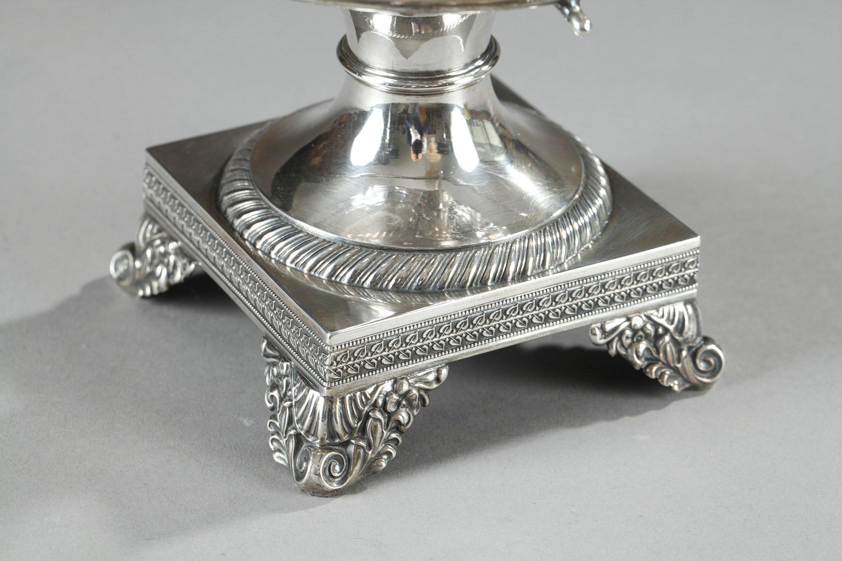 19th Century Large Silver and Cut-Crystal Confiturier, with 12 Spoons 11