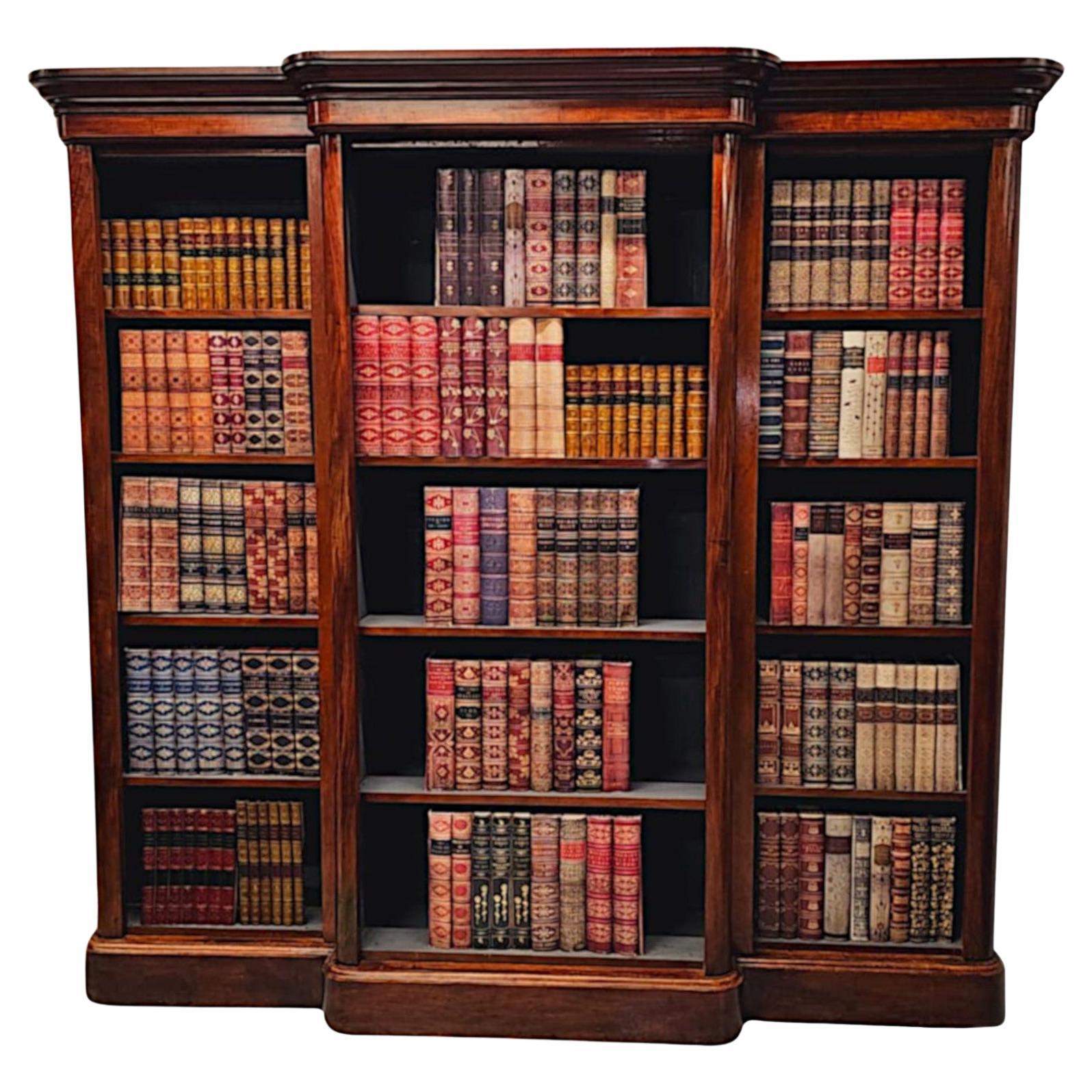 19th Century Large Size Breakfront Open Bookcase