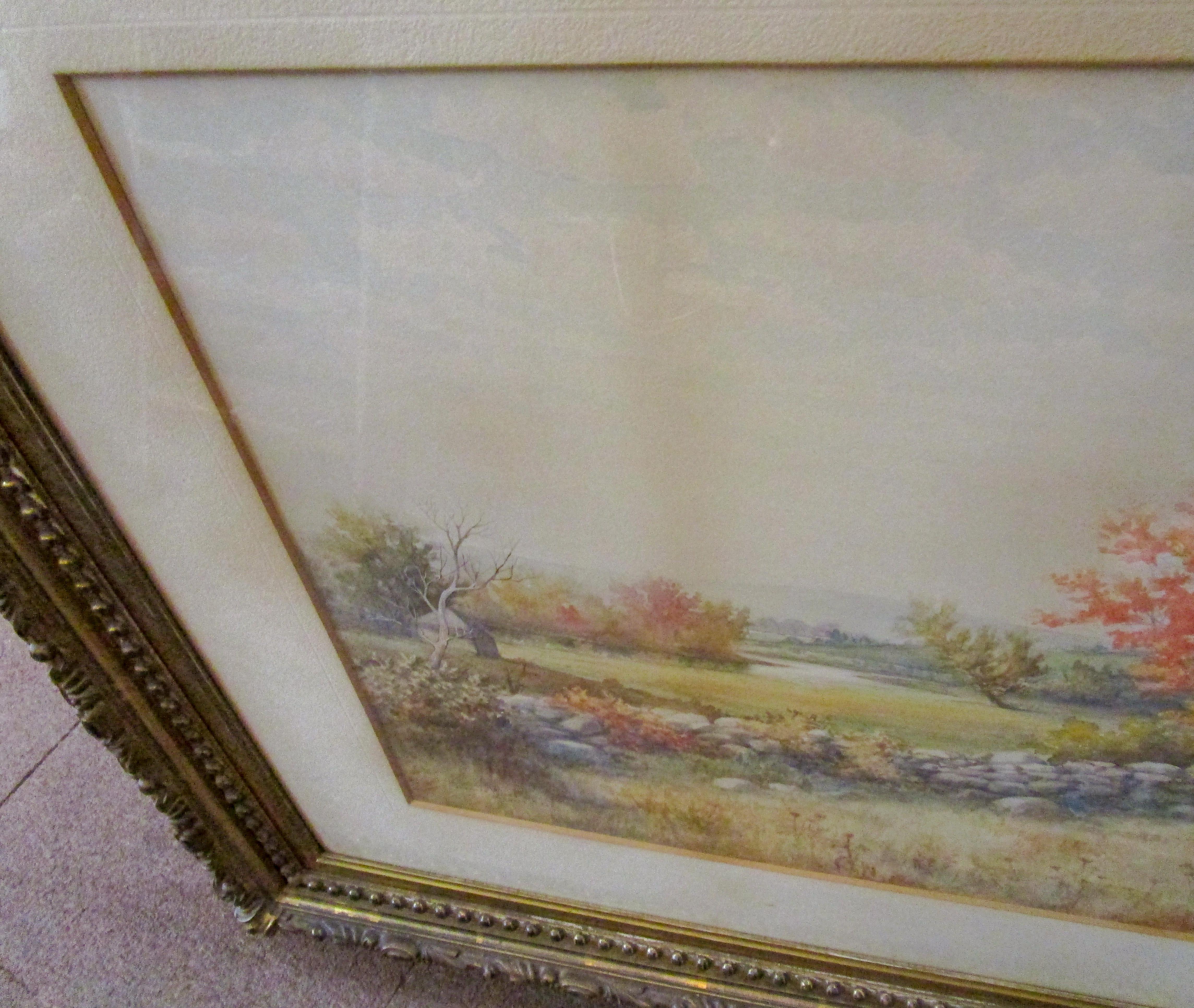 19th Century Large Size Framed Watercolor by American Painter Francis Wheaton 1