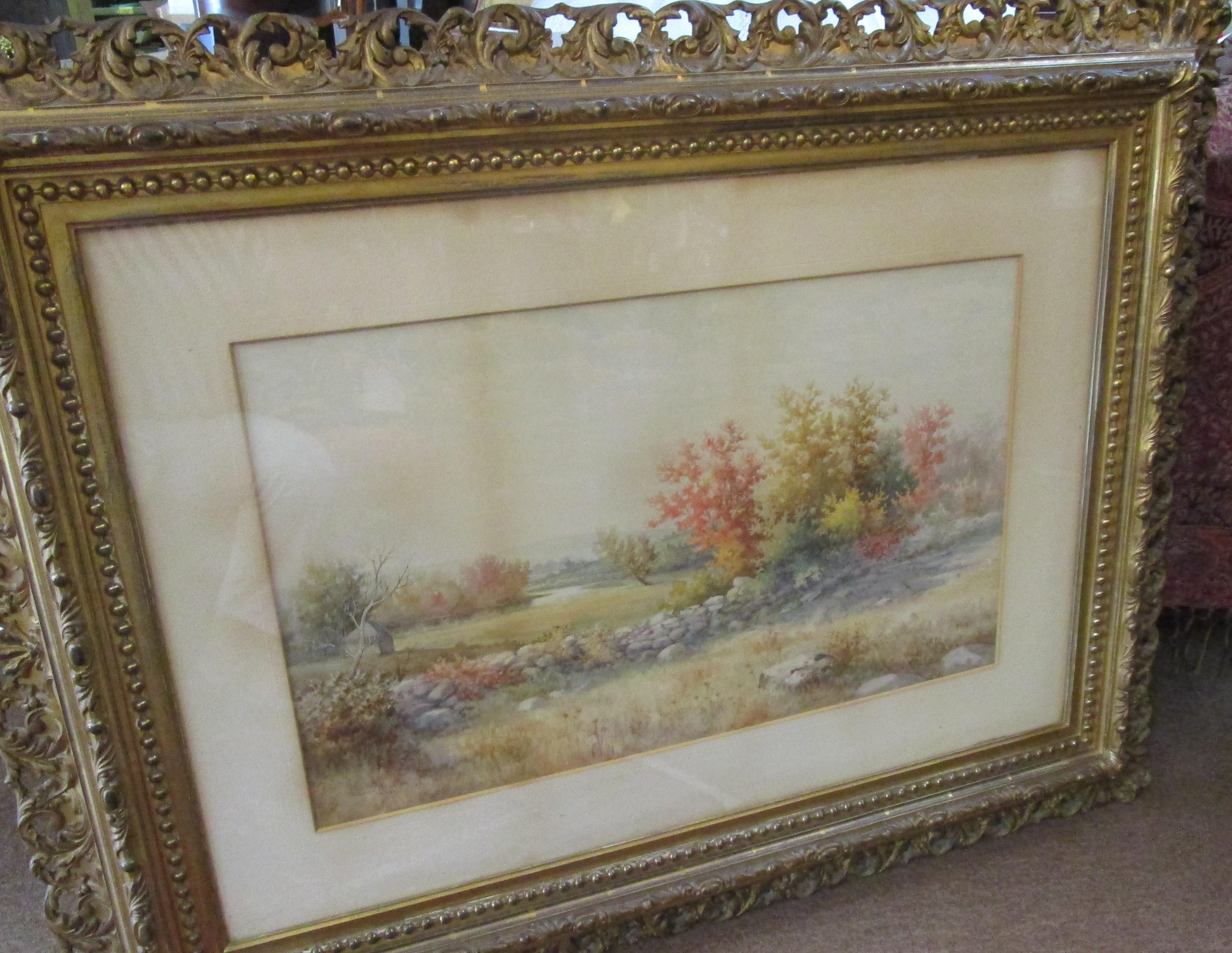 19th Century Large Size Framed Watercolor by American Painter Francis Wheaton 2