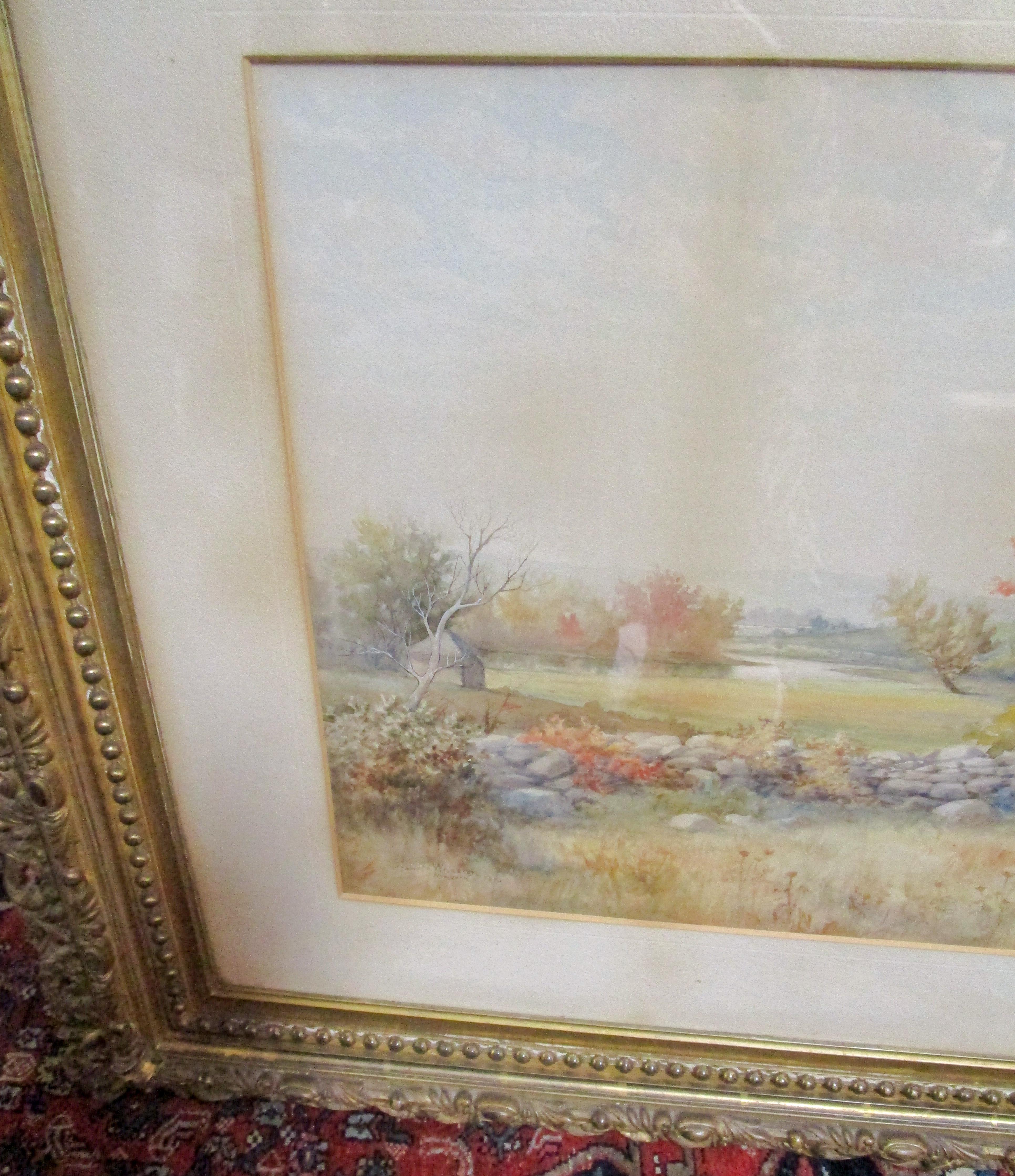 19th Century Large Size Framed Watercolor by American Painter Francis Wheaton 6