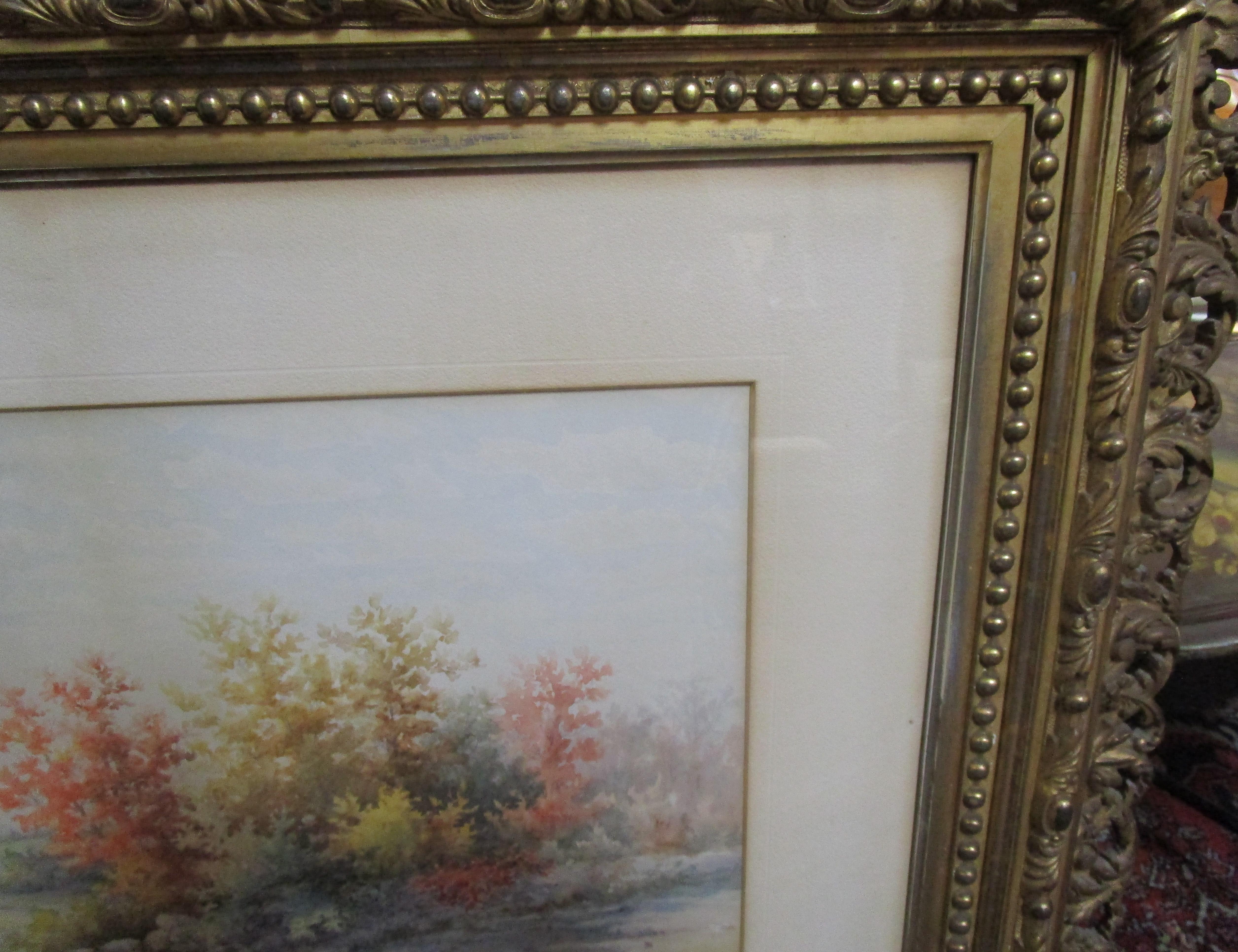 Late 19th Century 19th Century Large Size Framed Watercolor by American Painter Francis Wheaton