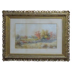 19th Century Large Size Framed Watercolor by American Painter Francis Wheaton