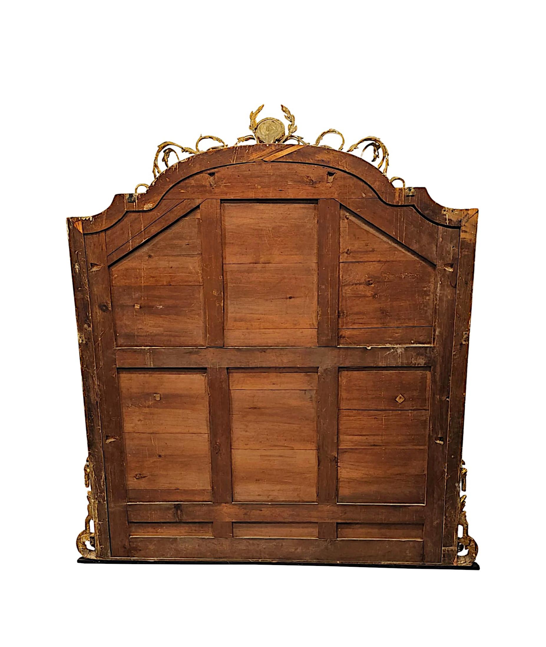 Glass 19th Century Large Size Giltwood Overmantel Mirror For Sale