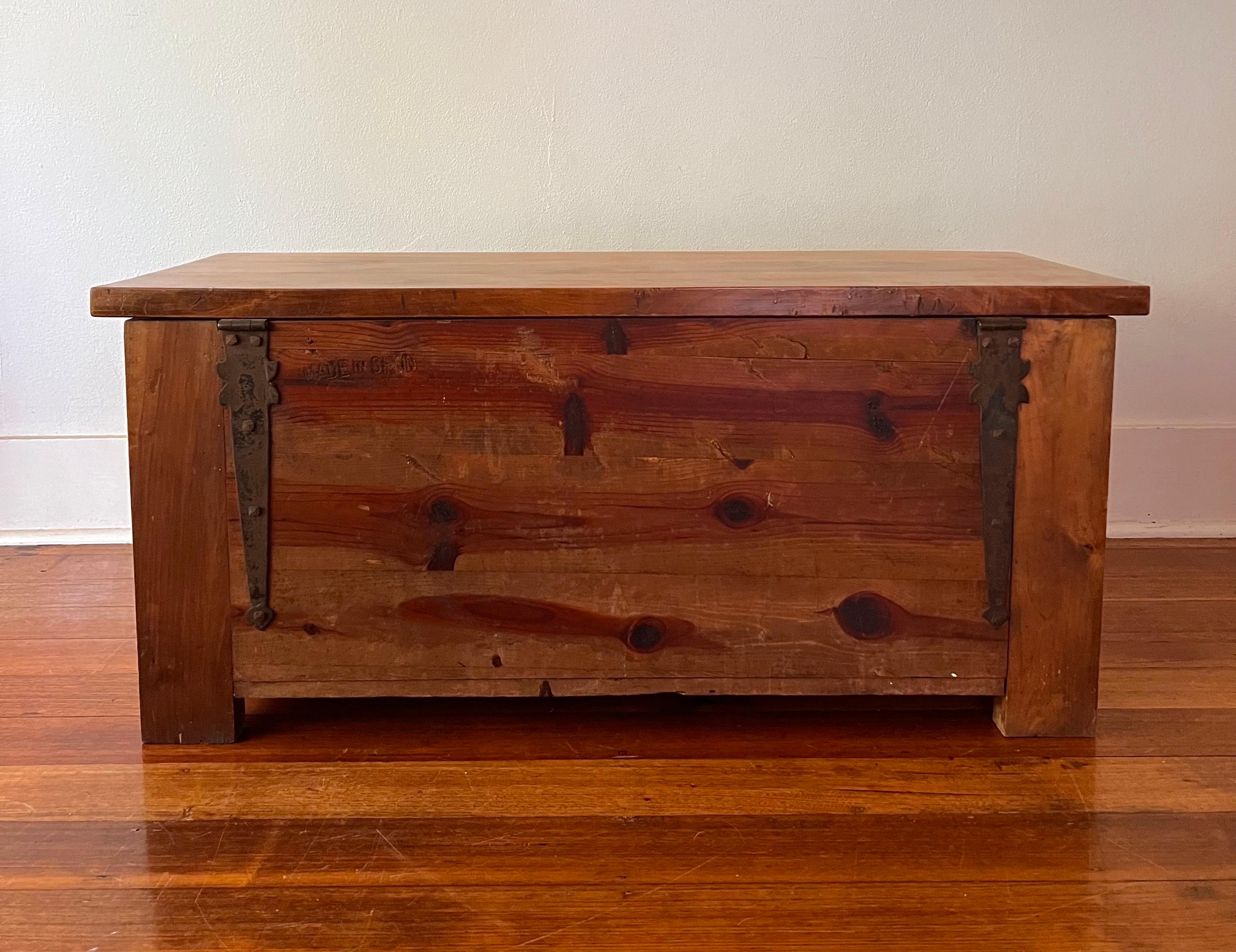 19th Century Large Spanish Gothic Brutalist Carved Walnut Chest For Sale 3