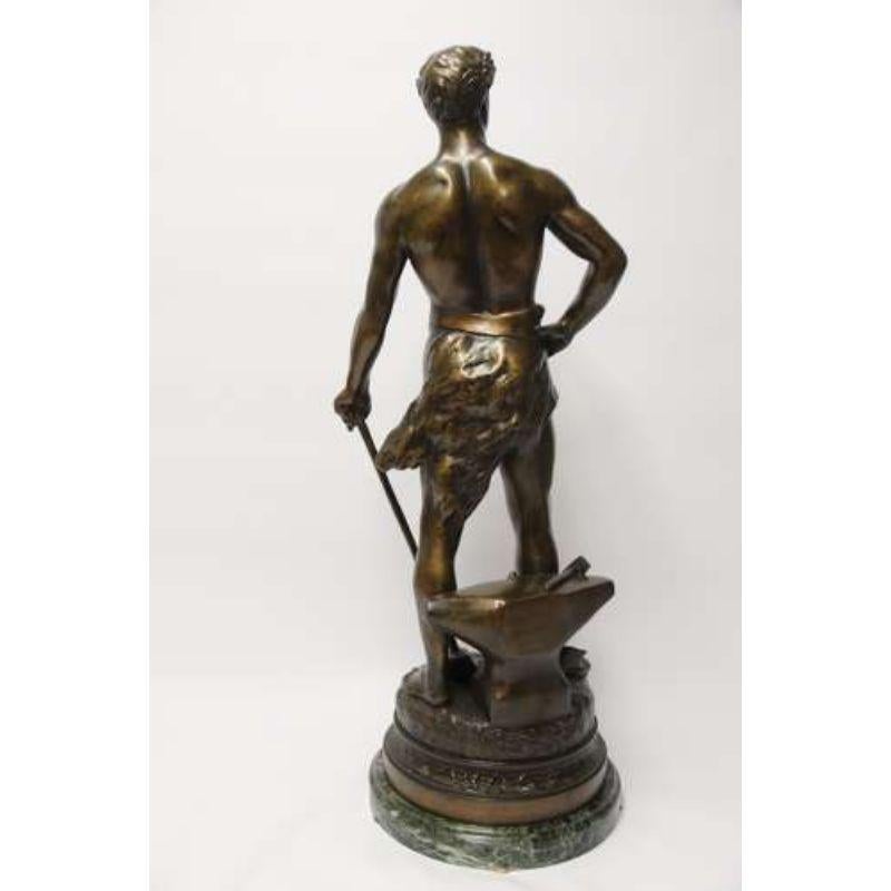 A fine large Spelter Study of a Blacksmith by C.H Perron

This most impressive sculpture depicts a semi naked blacksmith standing by a large anvil with a sledgehammer in one hand and a smaller hammer resting next to him on the anvil. He is dressed