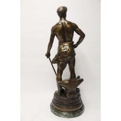 19th Century Large Spelter Study of a Blacksmith by C.H Perron, circa 1880