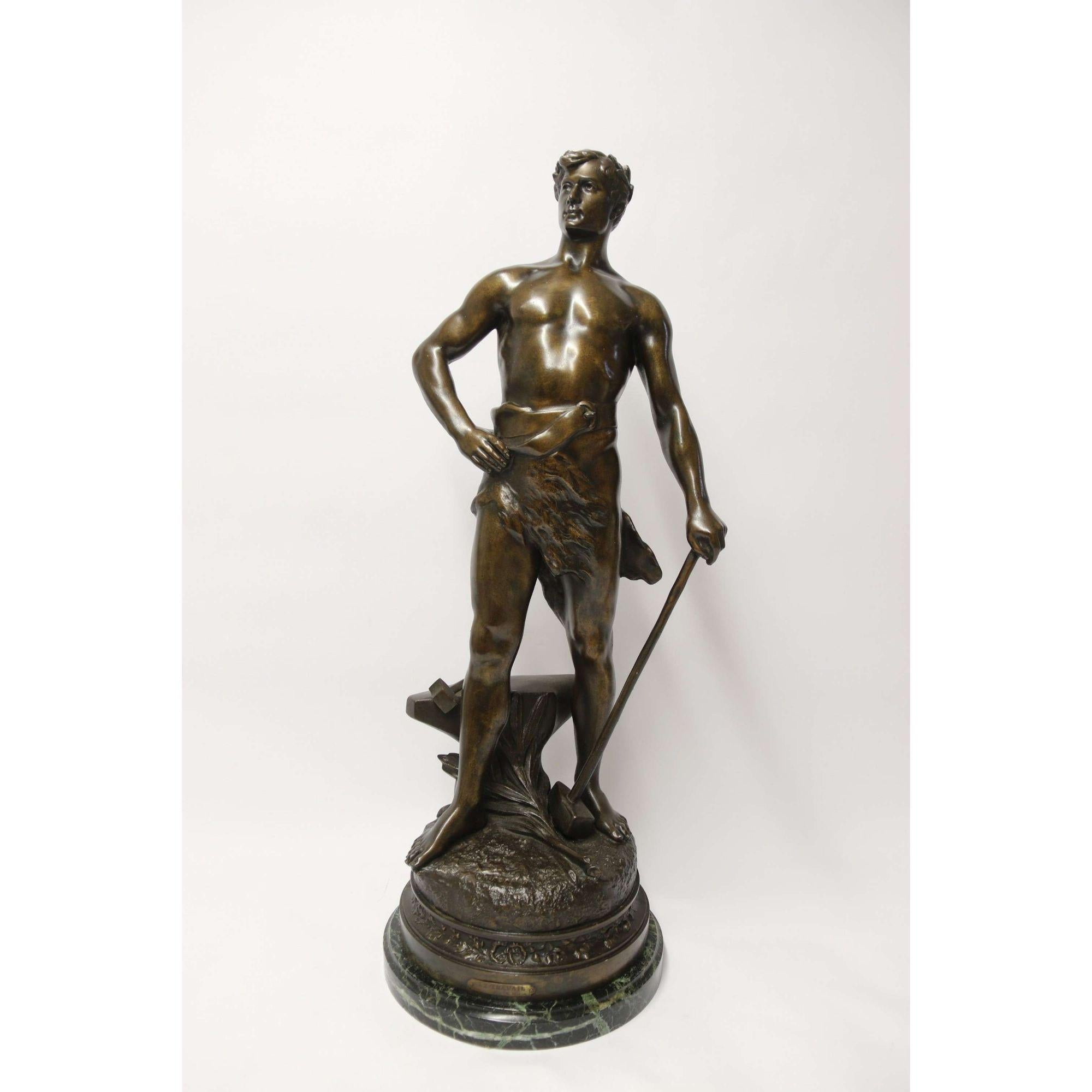 19th Century Large Spelter Study of a Blacksmith by C.H Perron, circa 1880 In Good Condition In Central England, GB