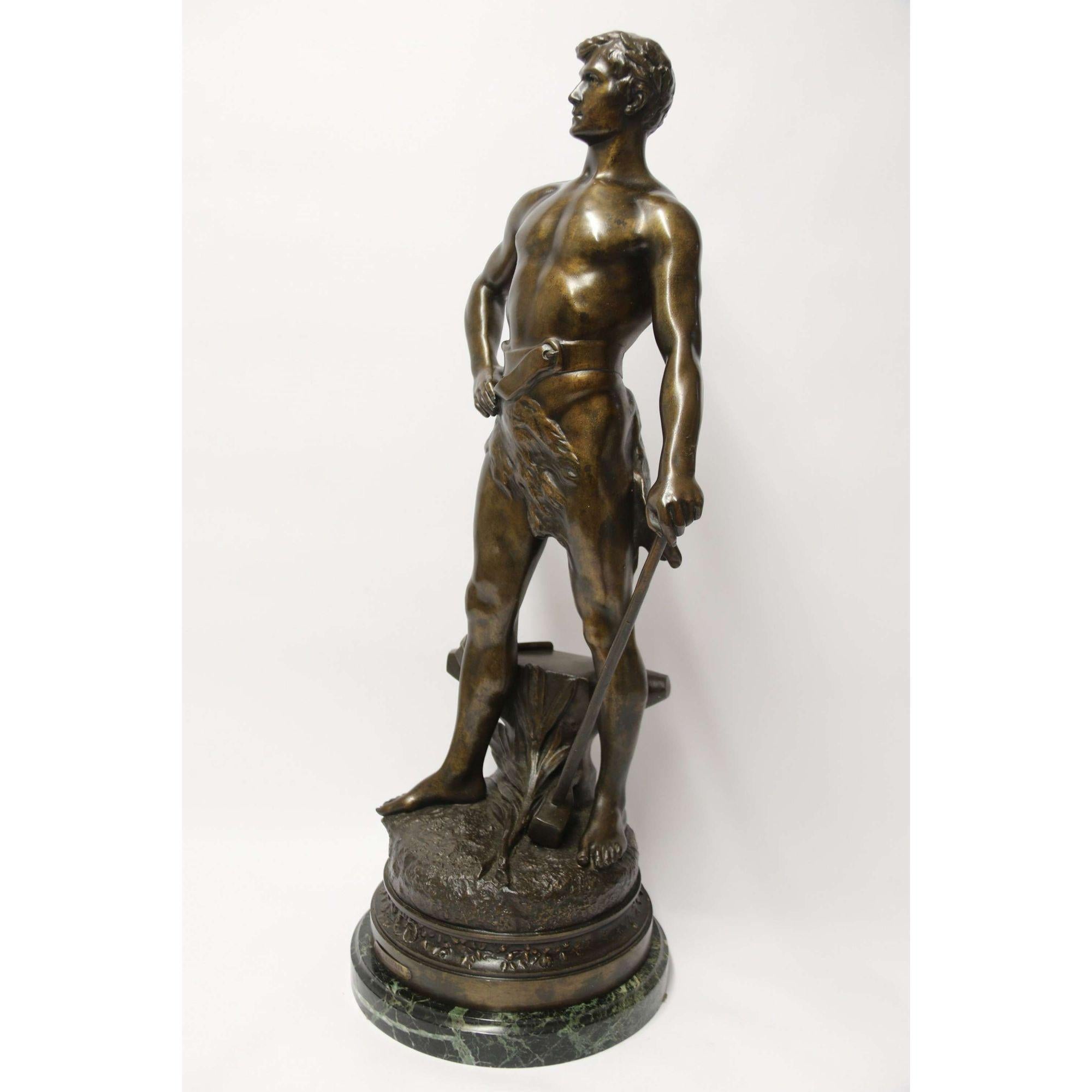 19th Century Large Spelter Study of a Blacksmith by C.H Perron, circa 1880 1