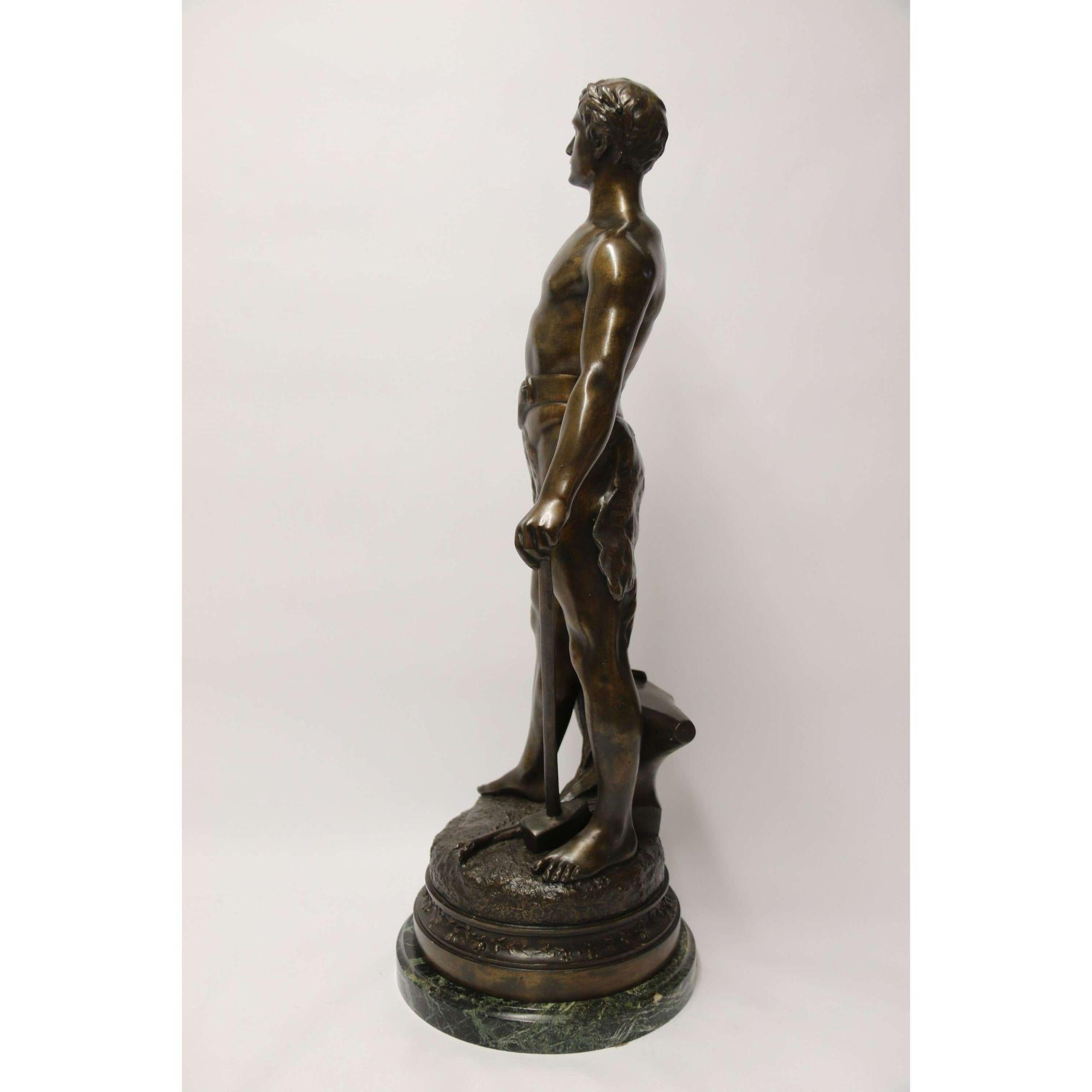 19th Century Large Spelter Study of a Blacksmith by C.H Perron, circa 1880 2