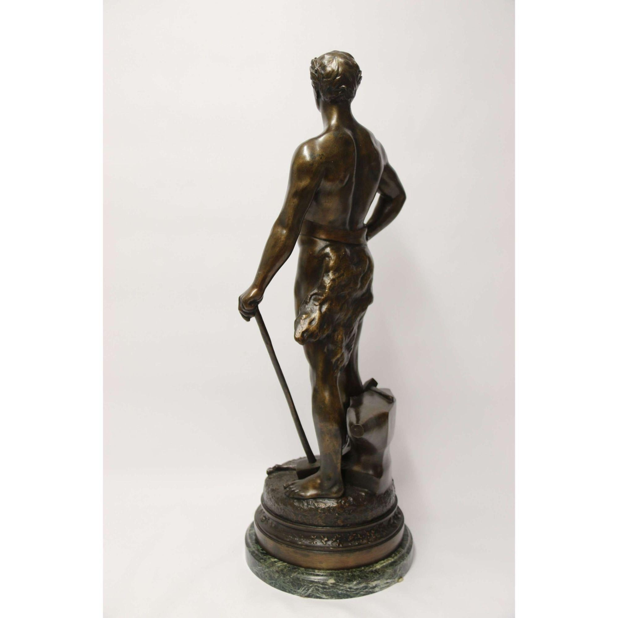 19th Century Large Spelter Study of a Blacksmith by C.H Perron, circa 1880 3