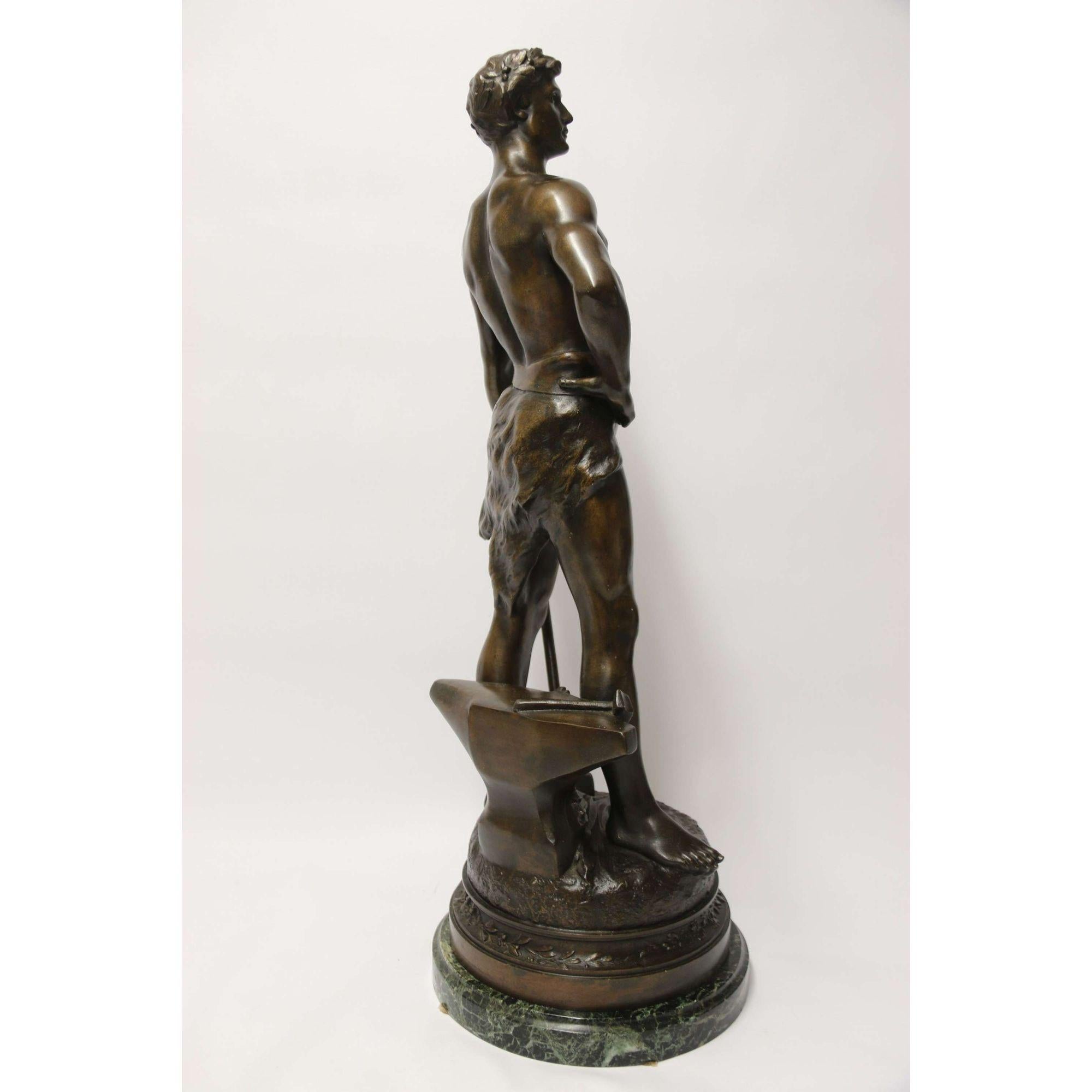 19th Century Large Spelter Study of a Blacksmith by C.H Perron, circa 1880 4