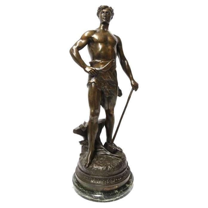 19th Century Large Spelter Study of a Blacksmith by C.H Perron, circa 1880