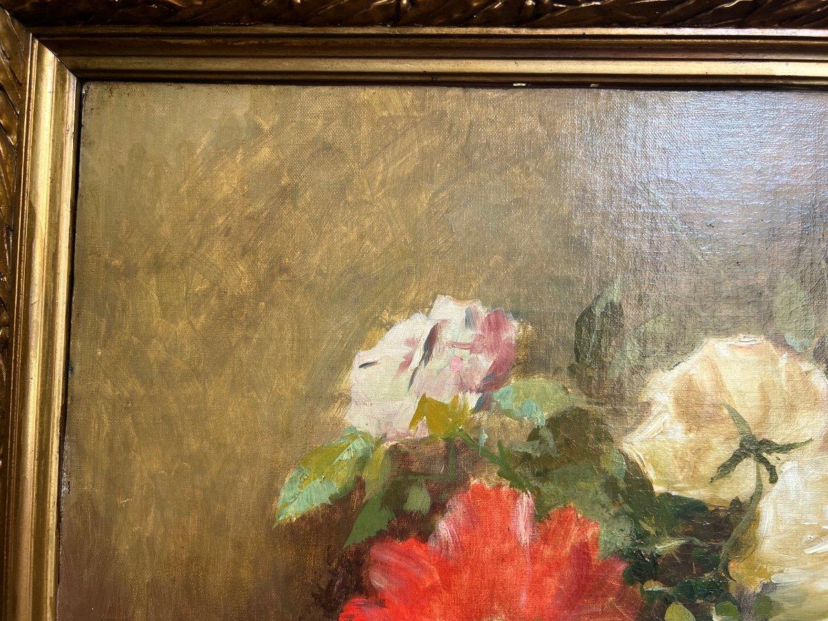 Oiled 19th Century Large Still Life Oil-on-Canvas Painting 