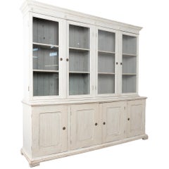 19th Century Large Swedish Bookcase Cabinet with Glass Doors