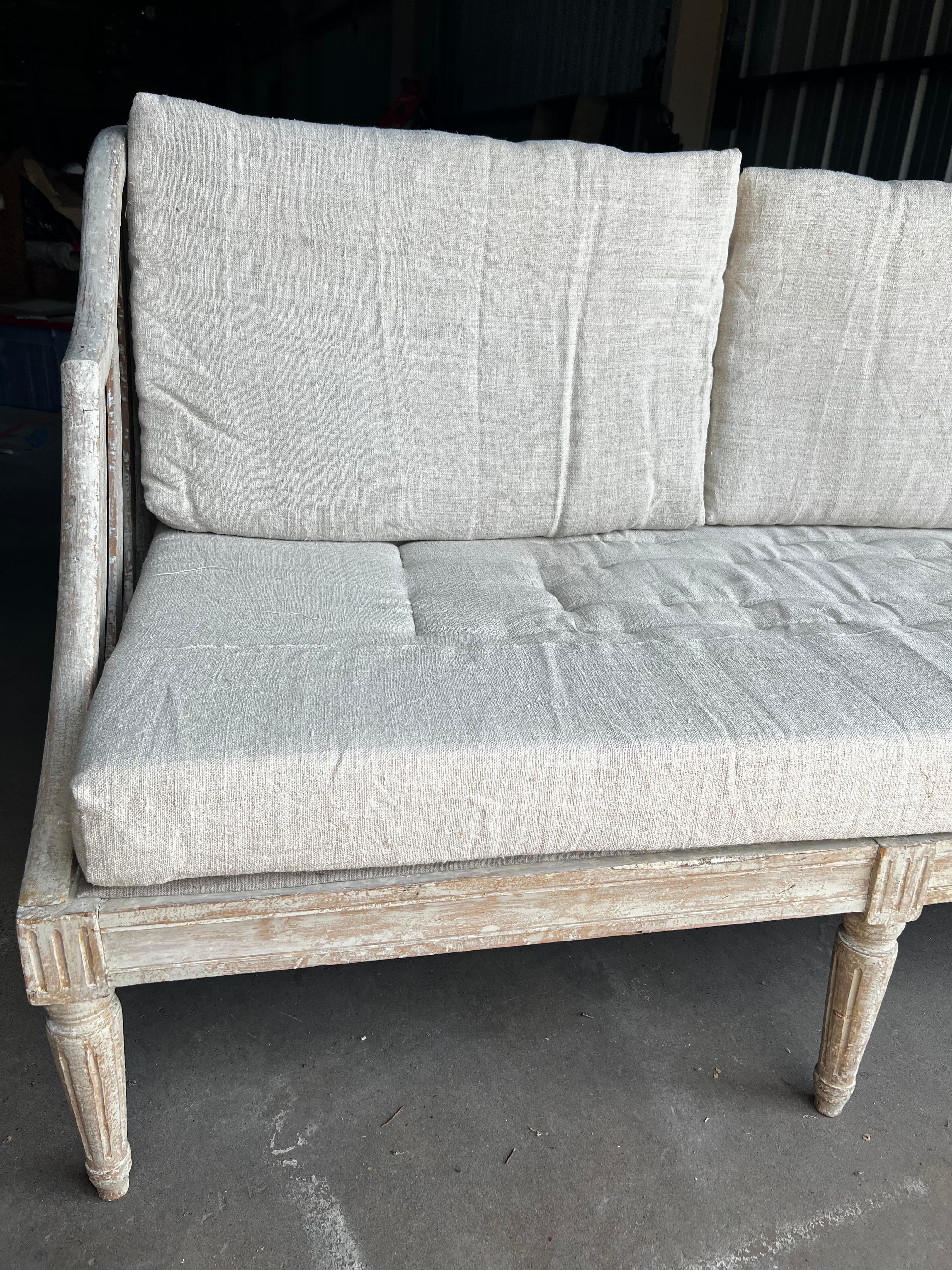 19th Century Large Swedish Gustavian Sofa with New Cushions In Good Condition For Sale In San Angelo, TX