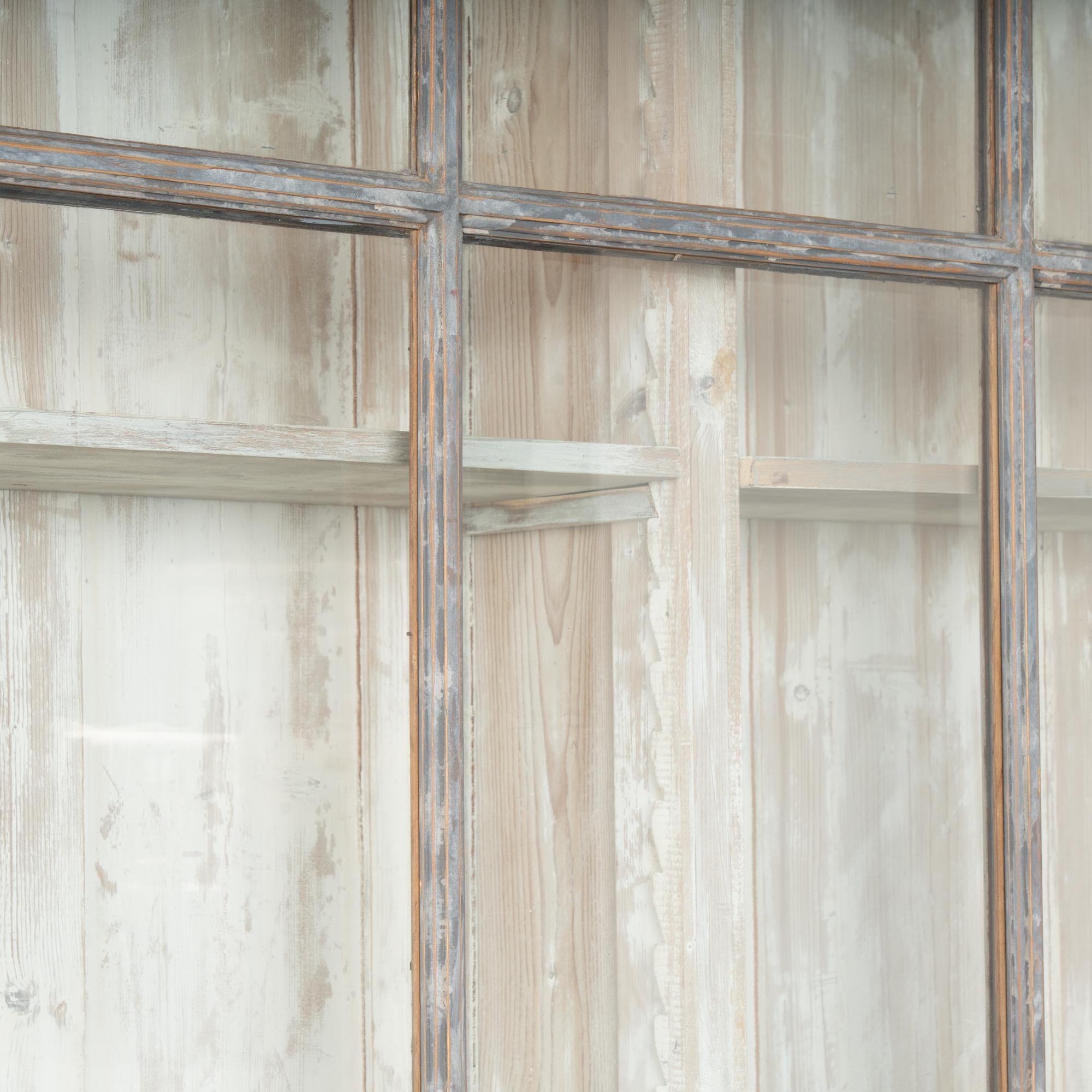 19th Century Large Swedish Pine Display Cabinet Bookcase For Sale 1