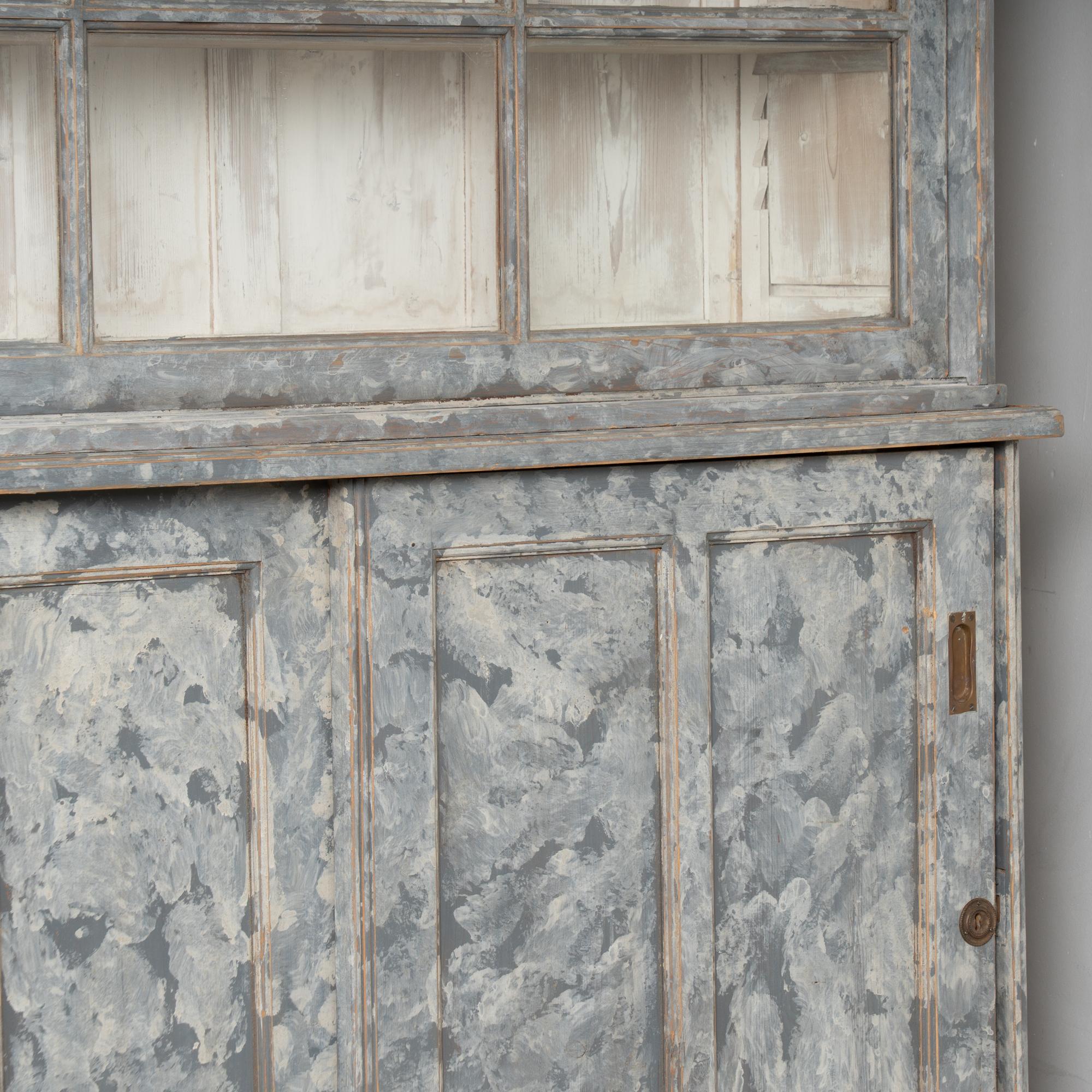 19th Century Large Swedish Pine Display Cabinet Bookcase For Sale 3