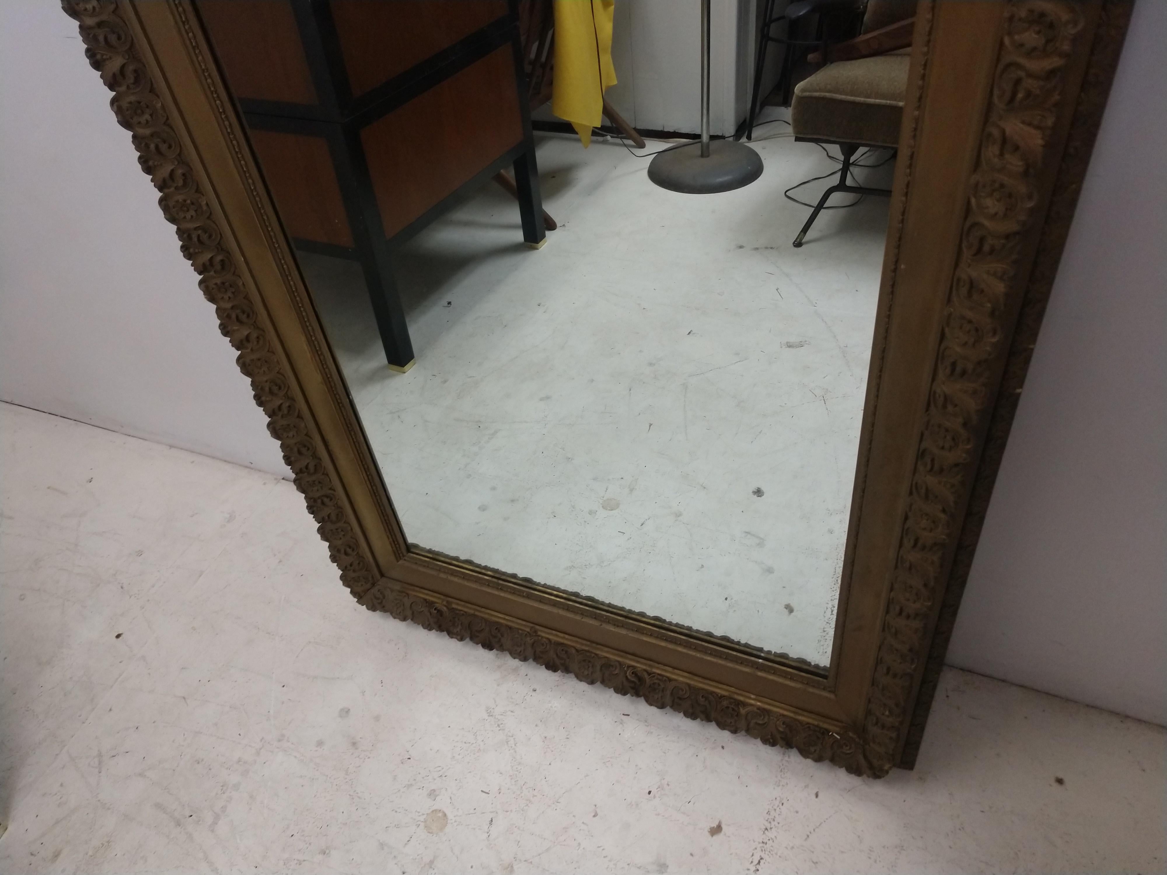 American 19th Century Large Tall Victorian Gessoed Mirror