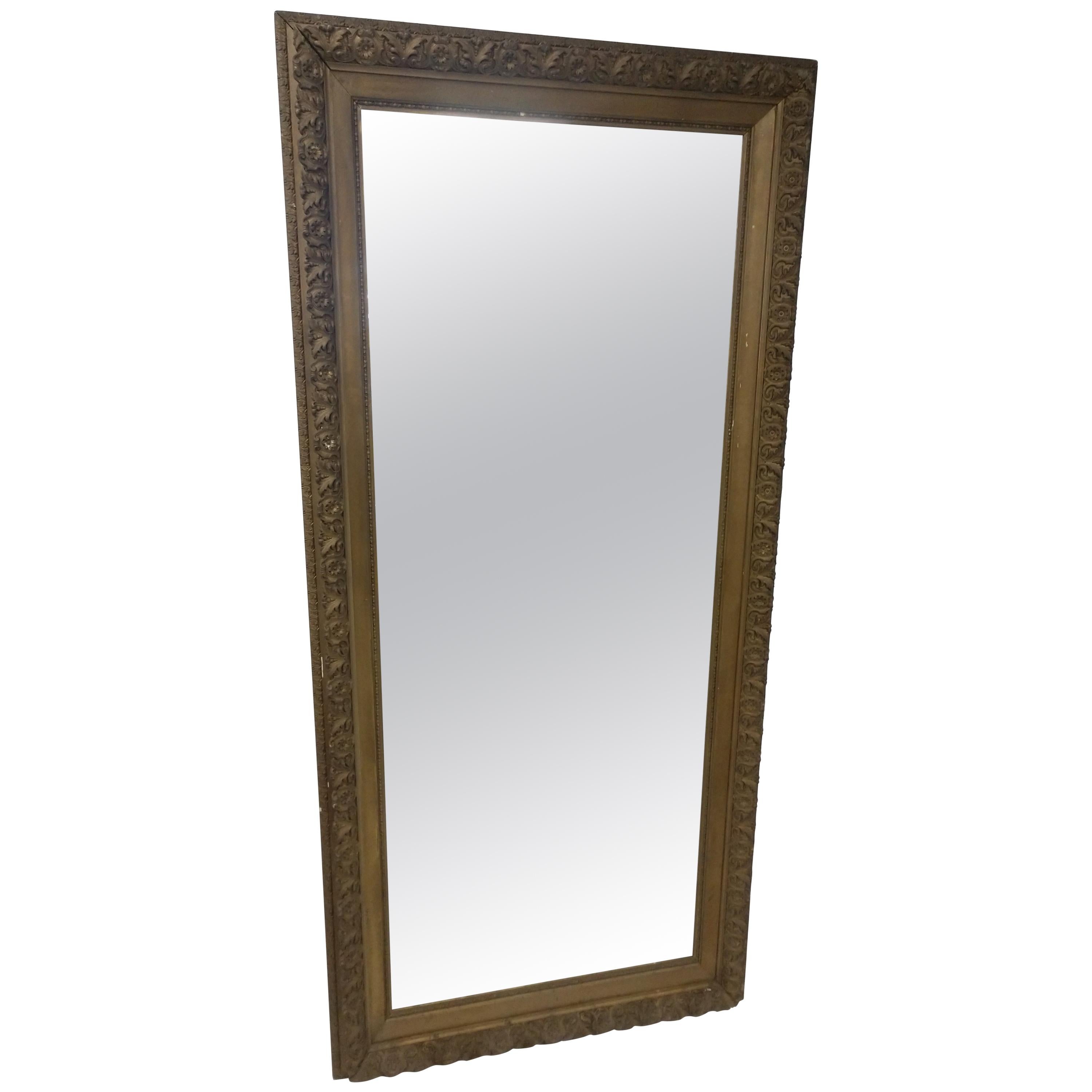 19th Century Large Tall Victorian Gessoed Mirror